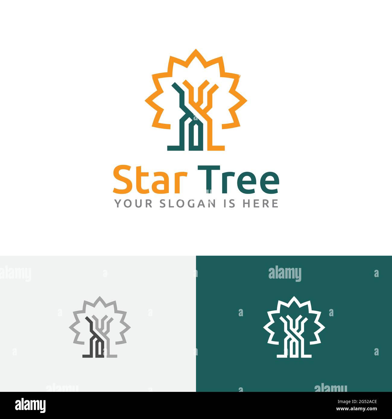 Star Tree Forest Nature Simple Line Business Logo Stock Vector
