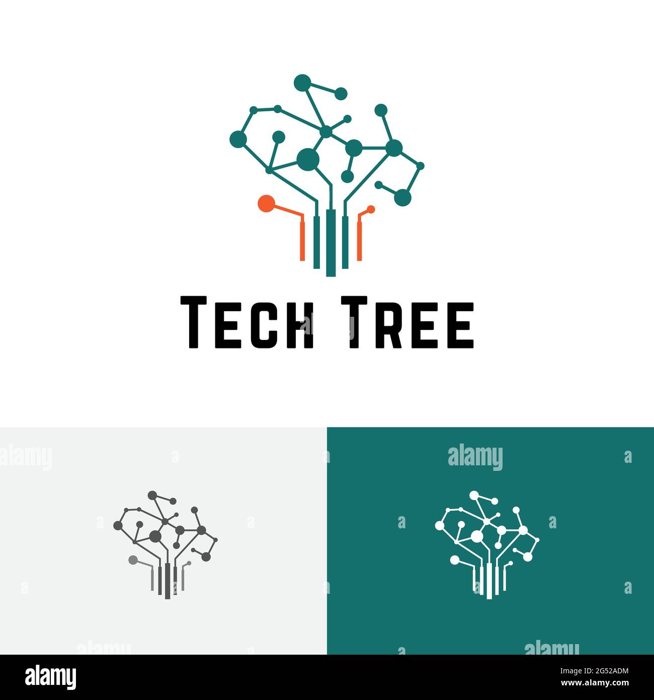 Technology Tree Smart Science Brain Circuit Modern Logo Stock Vector
