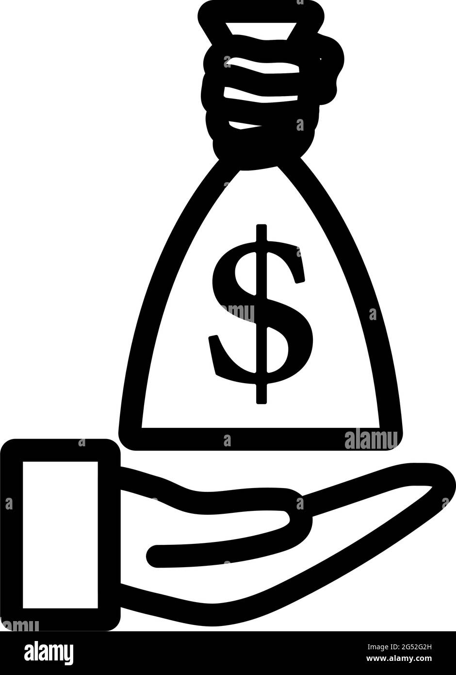 Hand Holding The Money Bag Icon. Bold outline design with editable ...