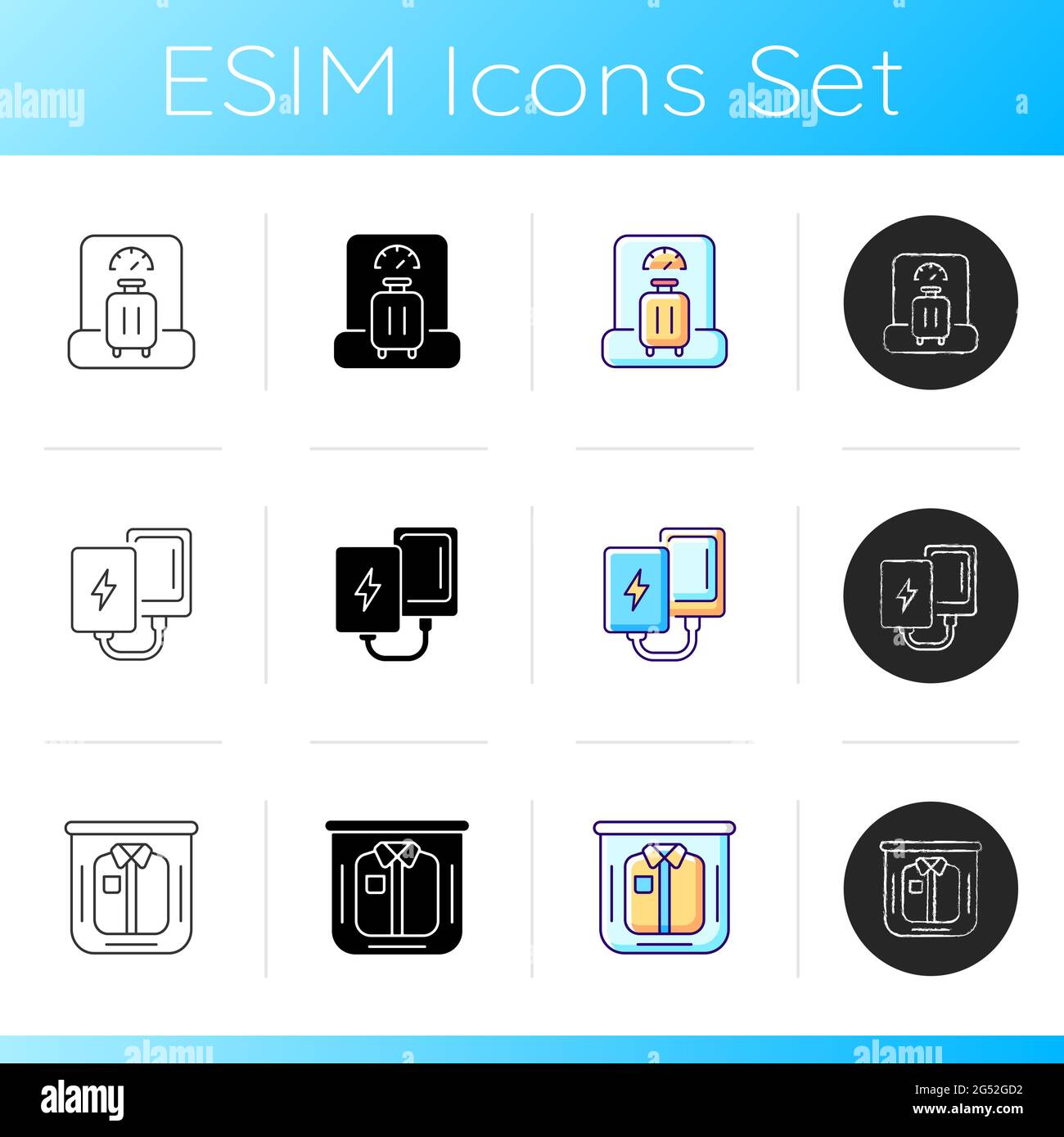 Airplane travel essential pack icons set Stock Vector Image & Art - Alamy