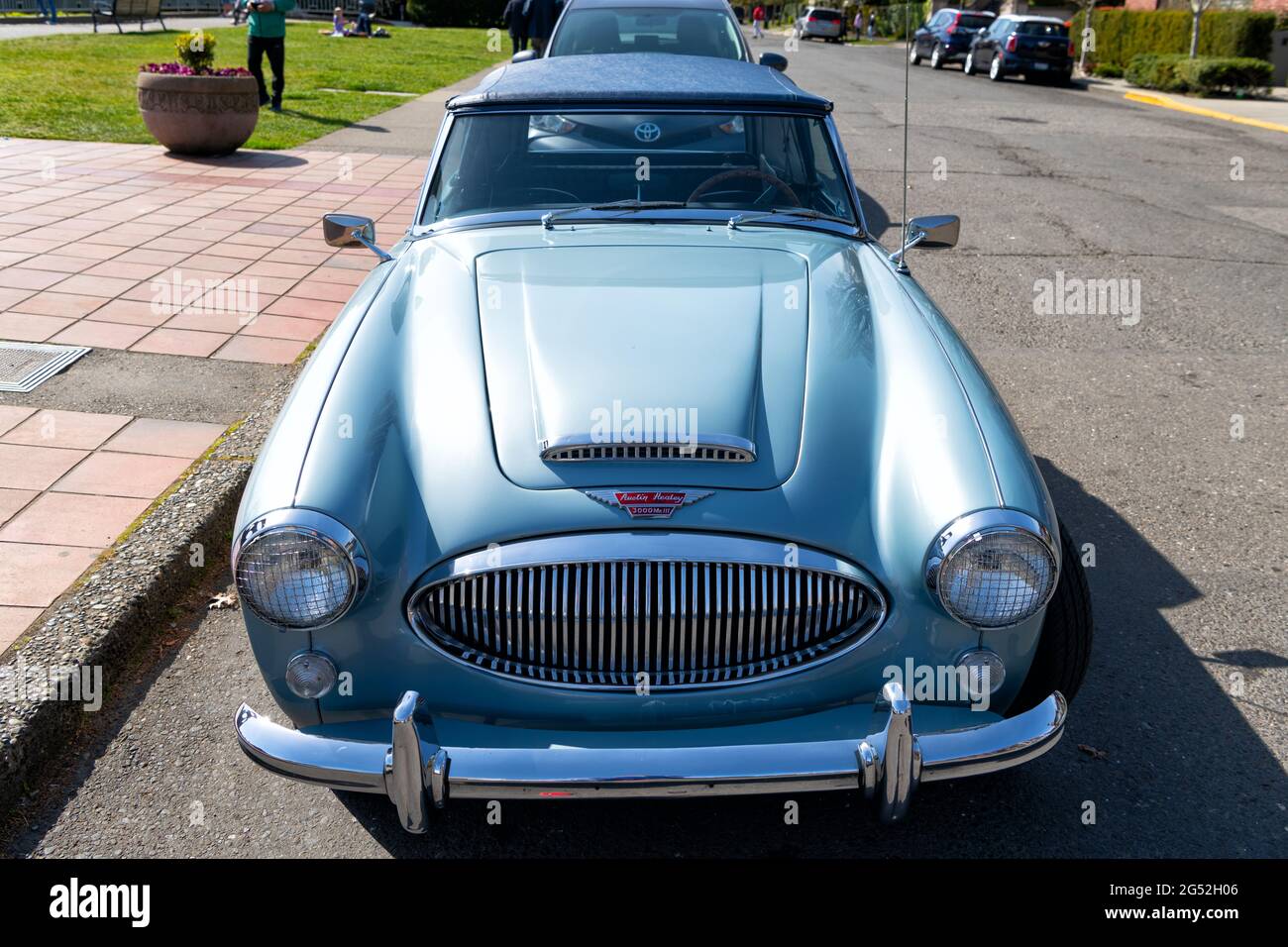 Seattle, Washington USA - April 06, 2021: blue austin healey retro ...