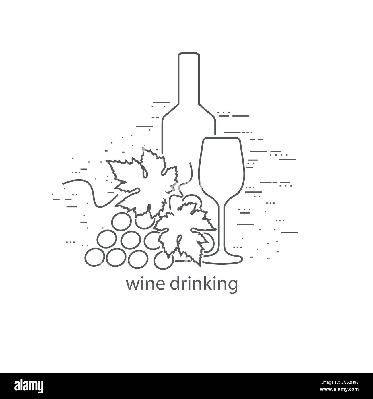 Wine bottle and glass thin flat design Stock Vector