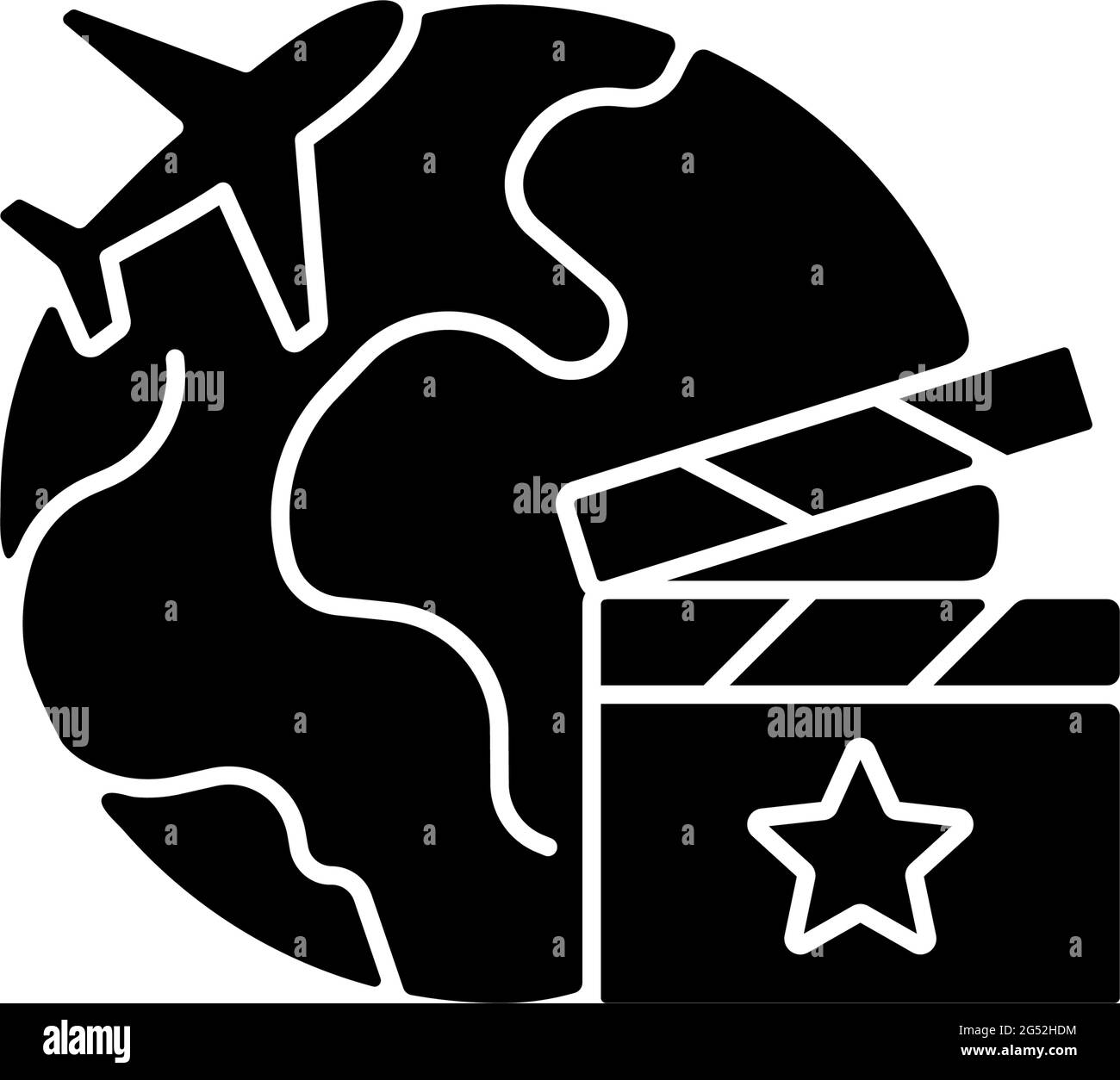 Setjetting tourism black glyph icon Stock Vector