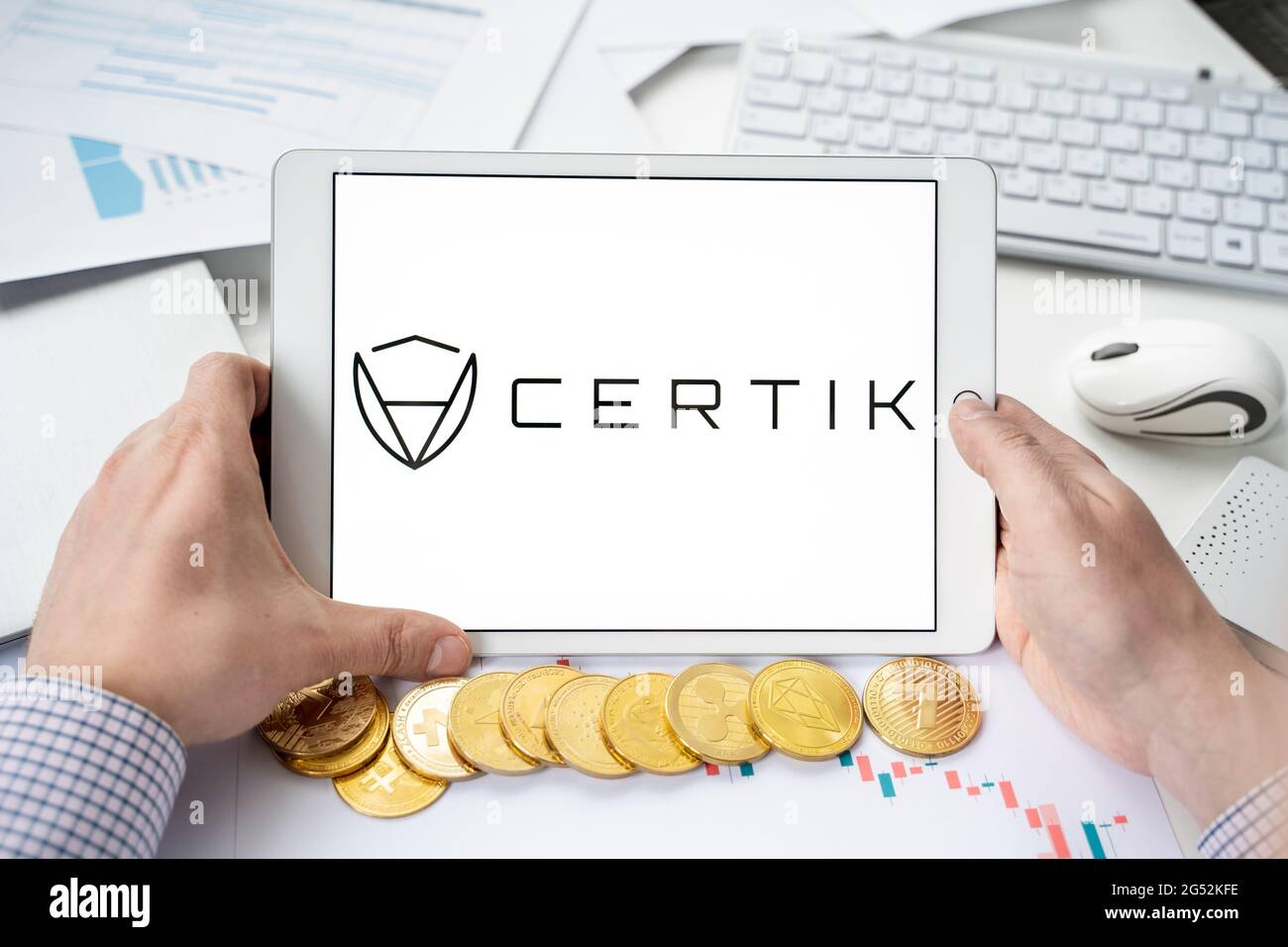 Russia Moscow 06.05.2021 Tablet with logo of Certik, blockchain security  leaderboard, rating, ranking of cryptocurrency companies,secured projets,  wal Stock Photo - Alamy