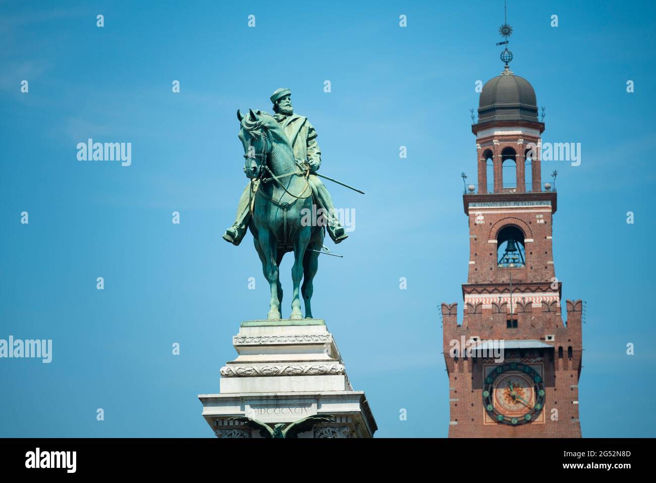 Italy, Lombardy, Milan, Piazza Cairoli Square,  Equestrian Statue of Giuseppe Garibaldi by Ettore Ximenes Stock Photo