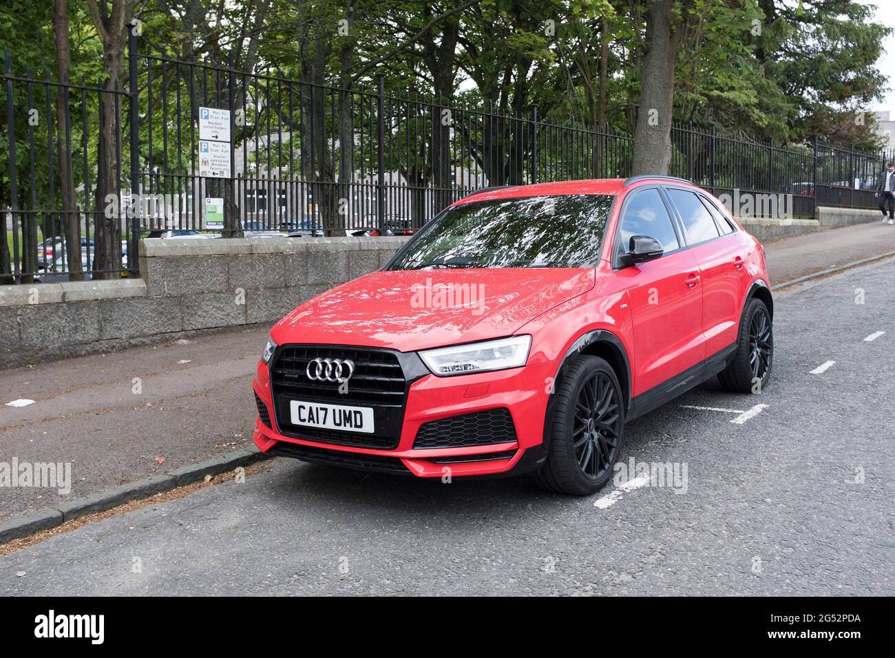 dh TFSI Quattro Q3 AUDI CAR 2017 cars red SUV S line Stock Photo