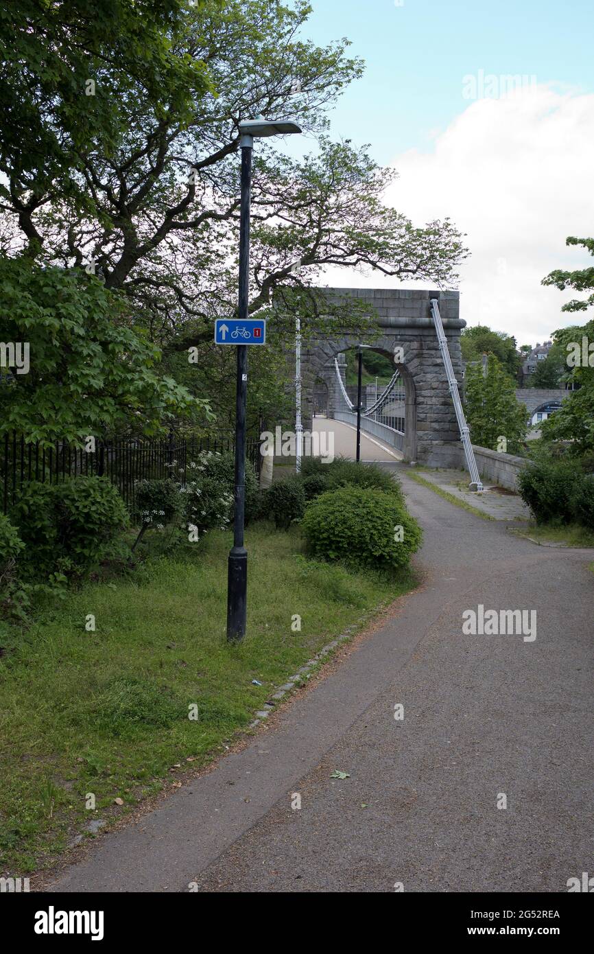 dh Cycle paths ABERDEEN SCOTLAND City footpath cyclists lane nobody Stock Photo