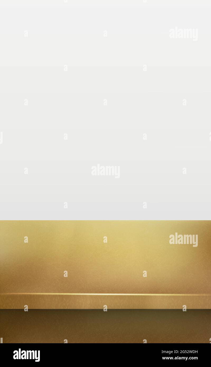 Metal gold table top, white background - Vector illustration Stock Vector