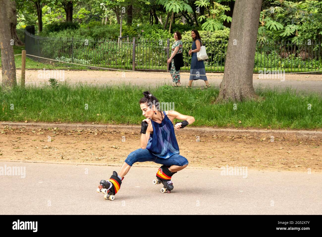 LONDON HYDE PARK LONDON'S CULTURAL DIVERSITY HAPPY ROLLER SKATER IN THE