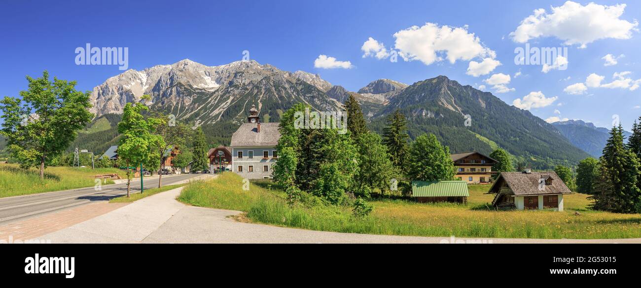 Landscape in the Dachstein mountains from Ramsau-Kulm Stock Photo