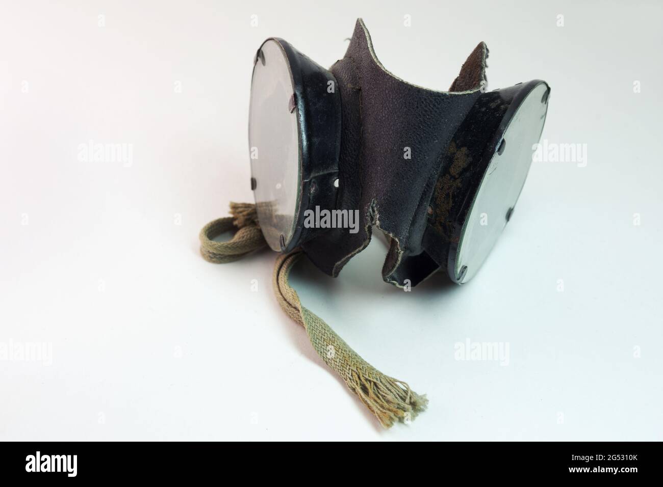 vintage leather safety googles on white background Stock Photo