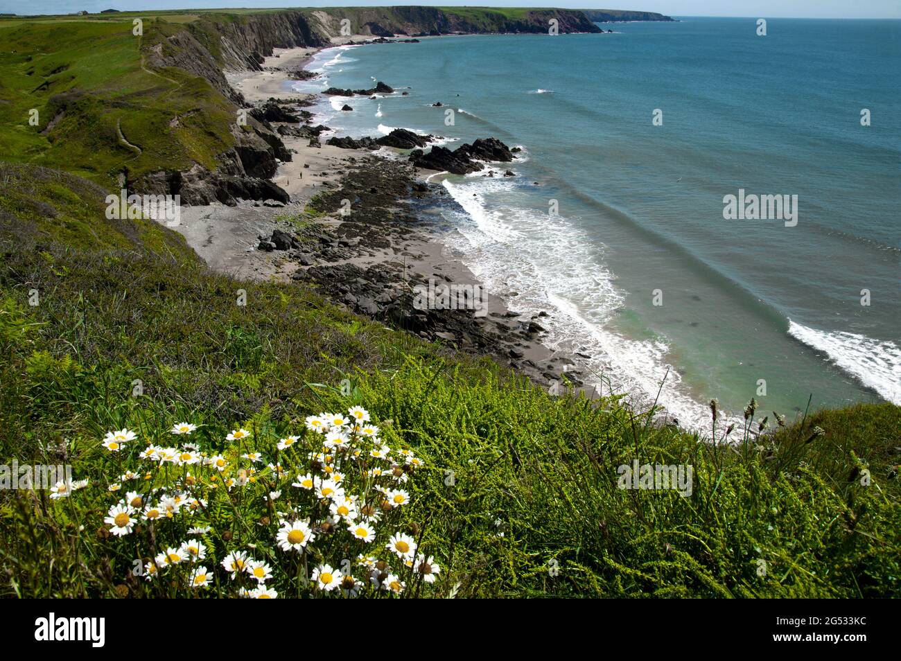 Marloes Sands beach Pembrokeshire, Wales, UK landscape with white