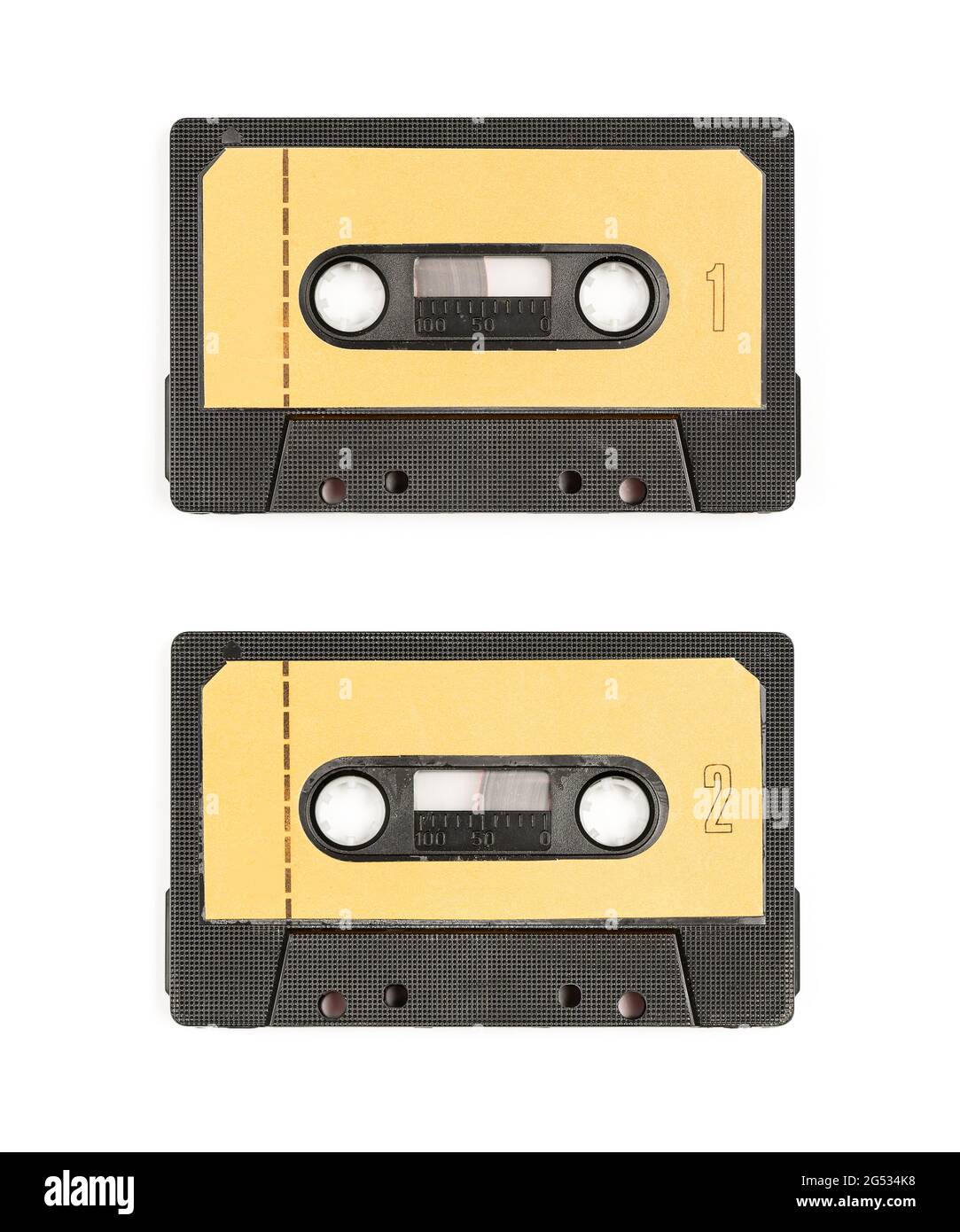 Old Vintage Audio cassette tape both sides 1 and 2 isolated on a