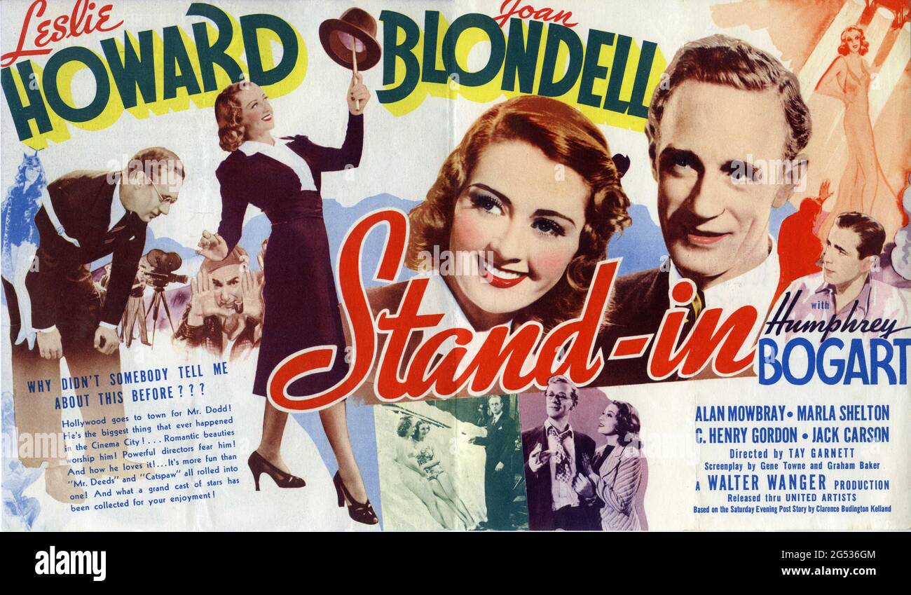 LESLIE HOWARD JOAN BLONDELL and HUMPHREY BOGART in STAND-IN 1937 director TAY GARNETT based on the novel by Clarence Budington Kelland Walter Wanger Productions / United Artists Stock Photo