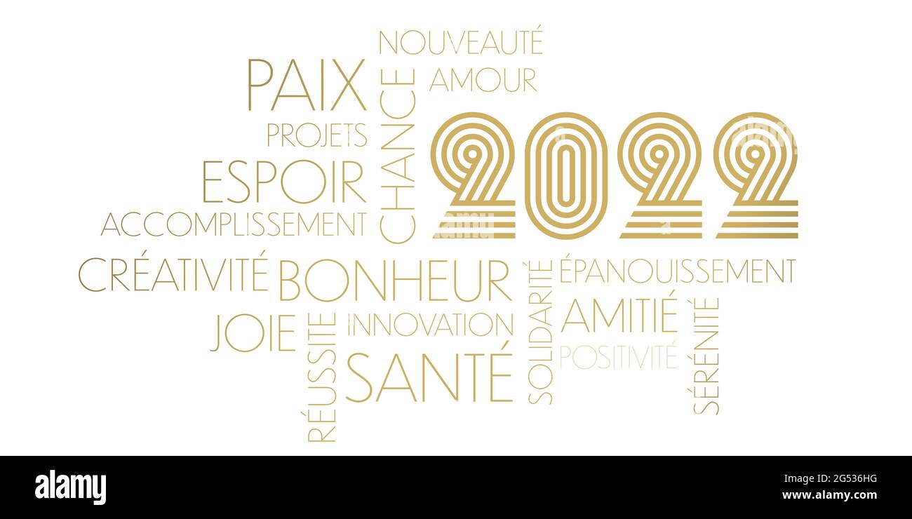 2022 french Happy New year good vibes words Stock Photo Alamy