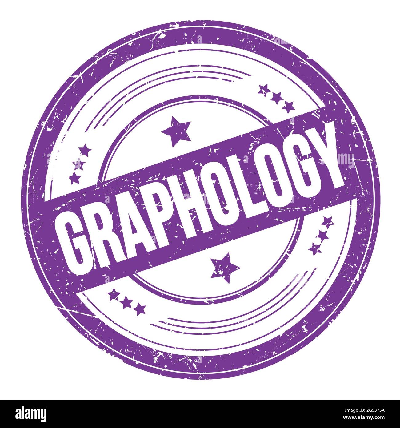 GRAPHOLOGY text on violet indigo round grungy texture stamp Stock Photo ...