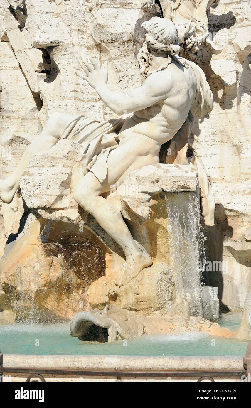 Italy, Rome, Piazza Navona, fountain of the Four Rivers Stock Photo