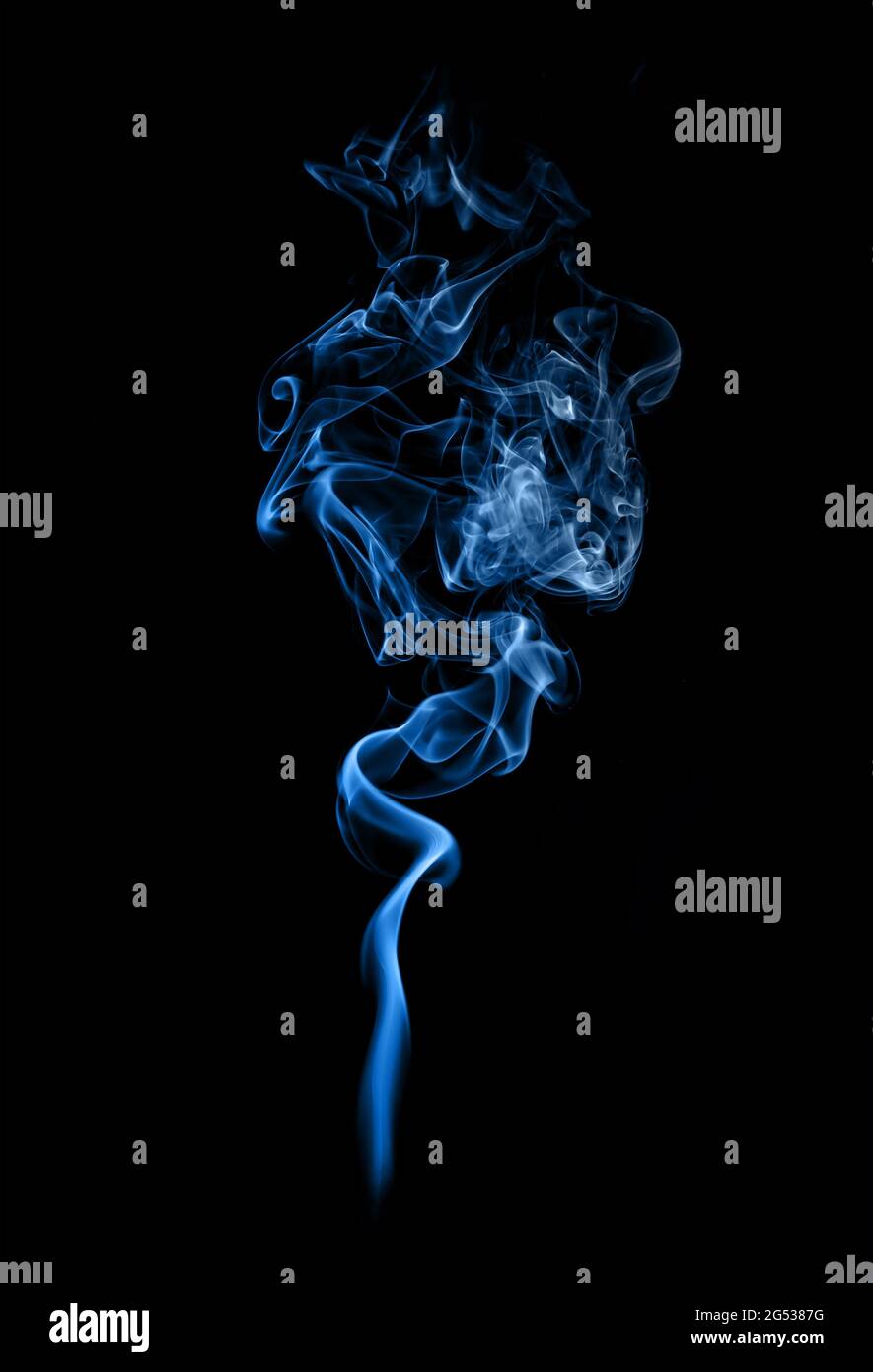 Blue smoke on a black background Stock Photo - Alamy