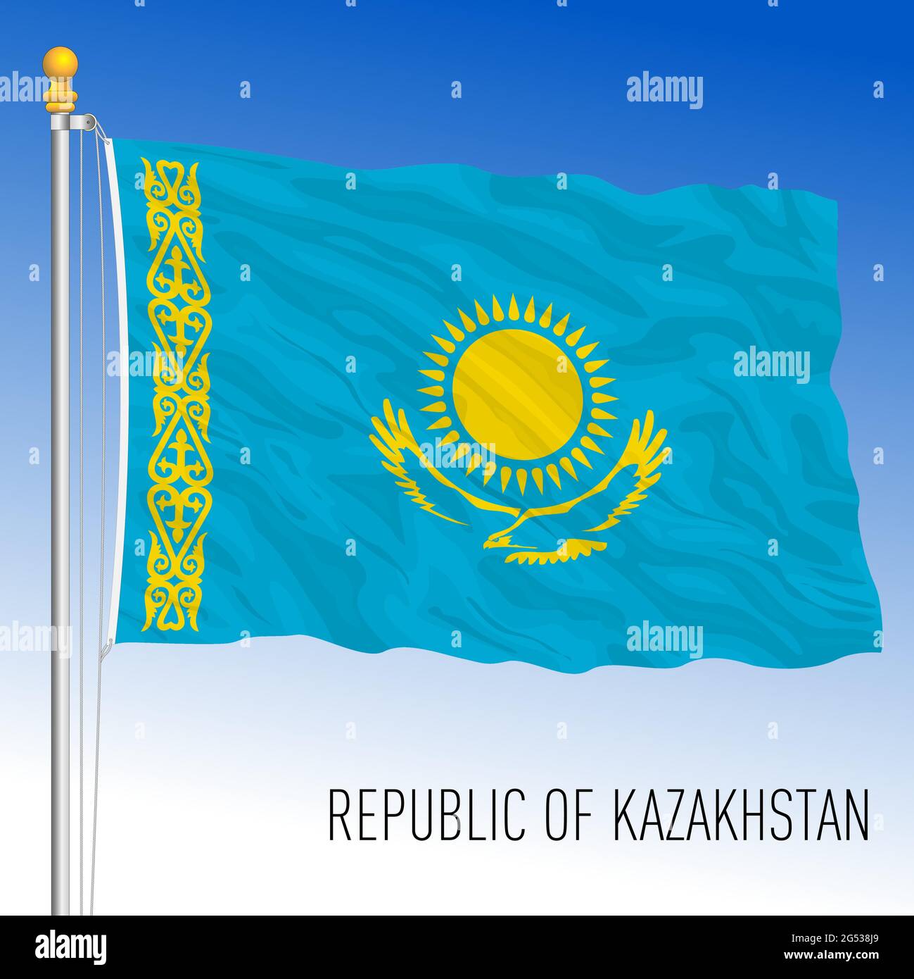 Kazakhstan official national flag, asiatic country, vector illustration