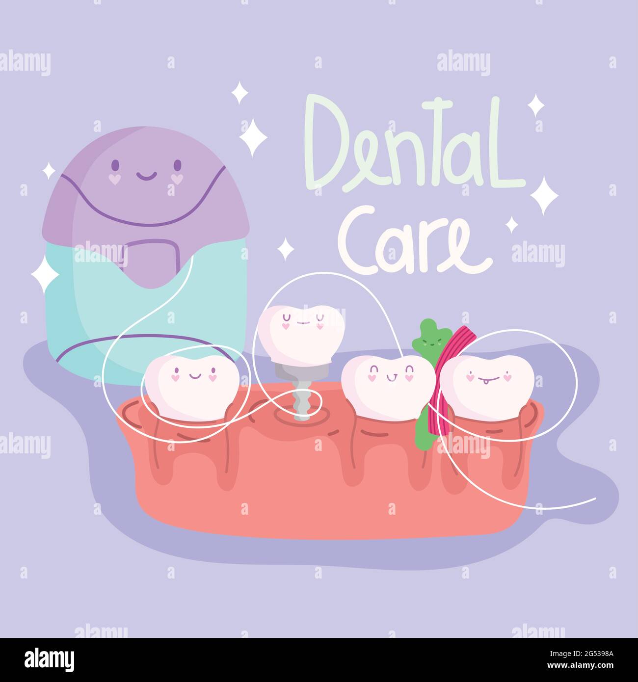 dental care floss and teeth Stock Vector Image & Art - Alamy