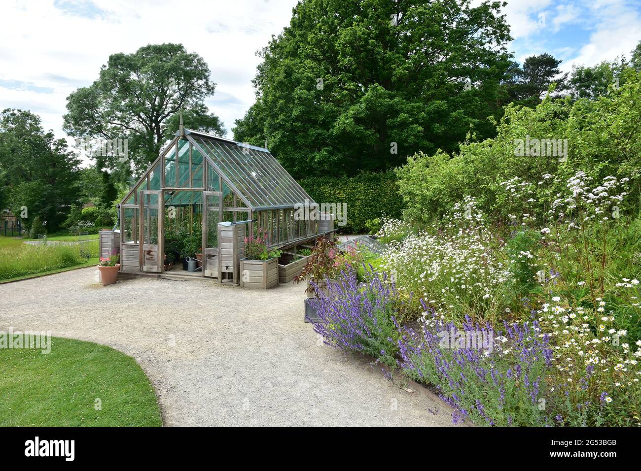 Greenhouse, RHS Harlow Carr gardens, Harrogate , North Yorkshire Stock Photo