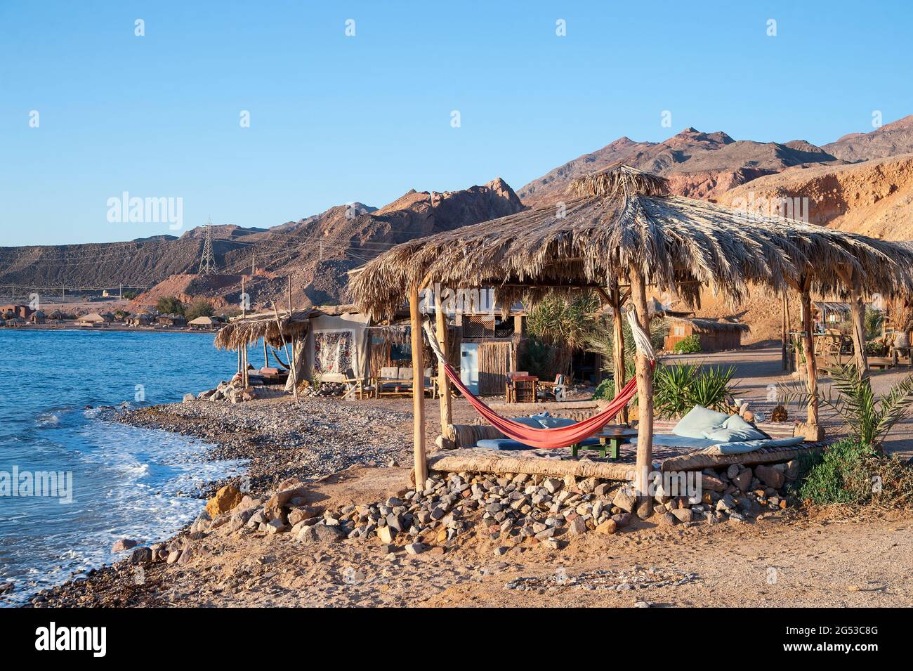 EGYPT, SINAI: RockSea is an eco seaside resort north of Nuweiba for lovers of simplicity who can nonetheless appreciate the availability of electricit Stock Photo