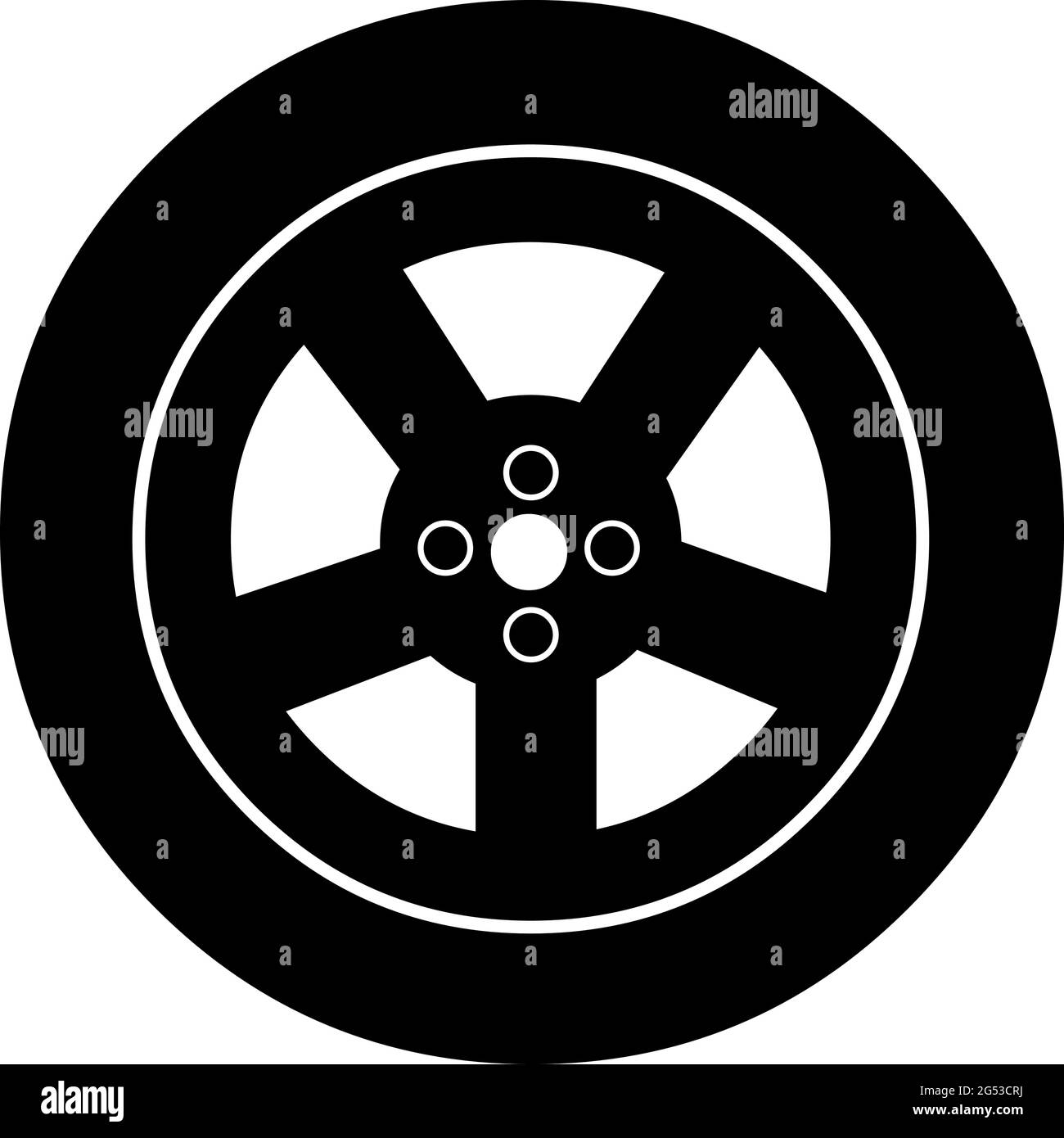 Vector illustration of silhouette or icon of a car wheel Stock Vector ...