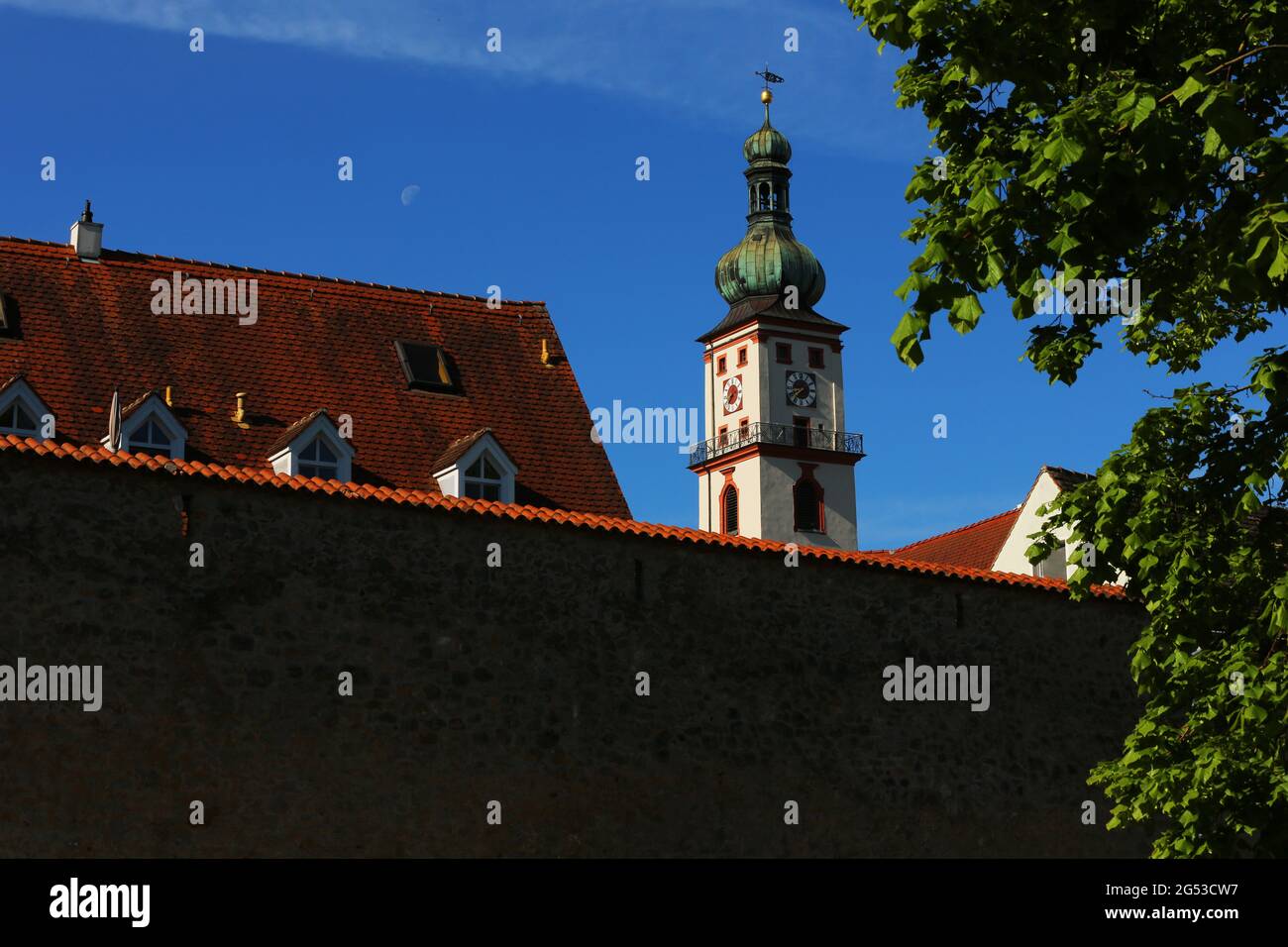 historischer Kirchturm  in Sulzbach Rosenberg, Amberg, Oberpfalz, Bayern! Stock Photo