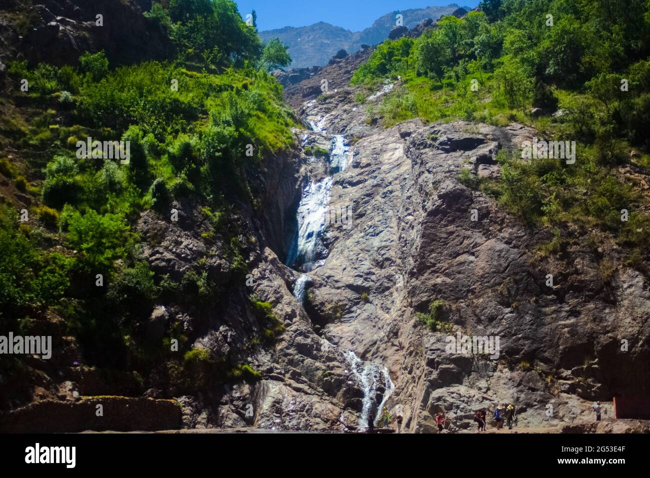 Small waterfall in Imlil Morocco Stock Photo