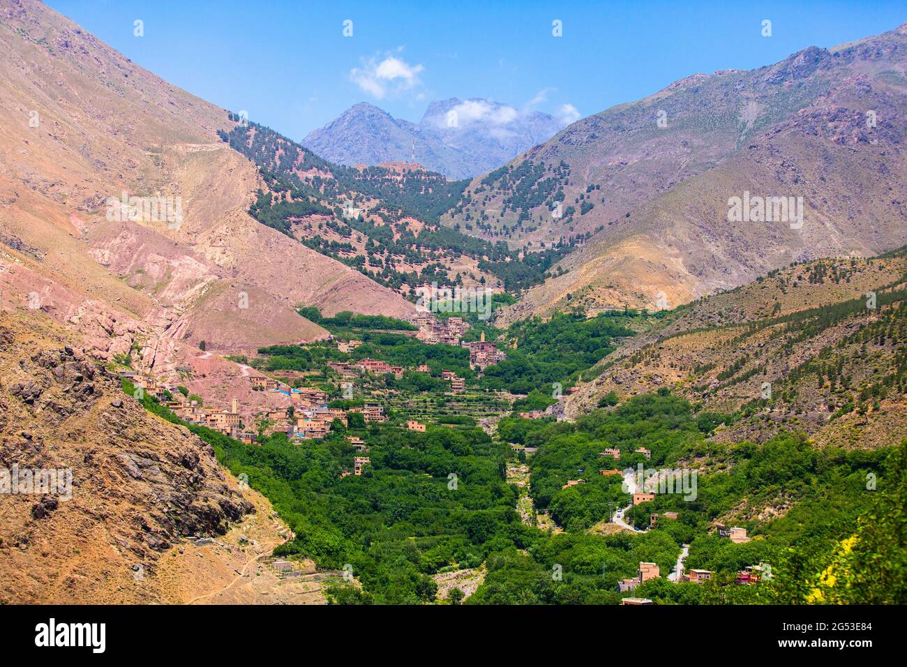 The beautiful valley of Imlil between the atlas mountains in Morocco Stock Photo