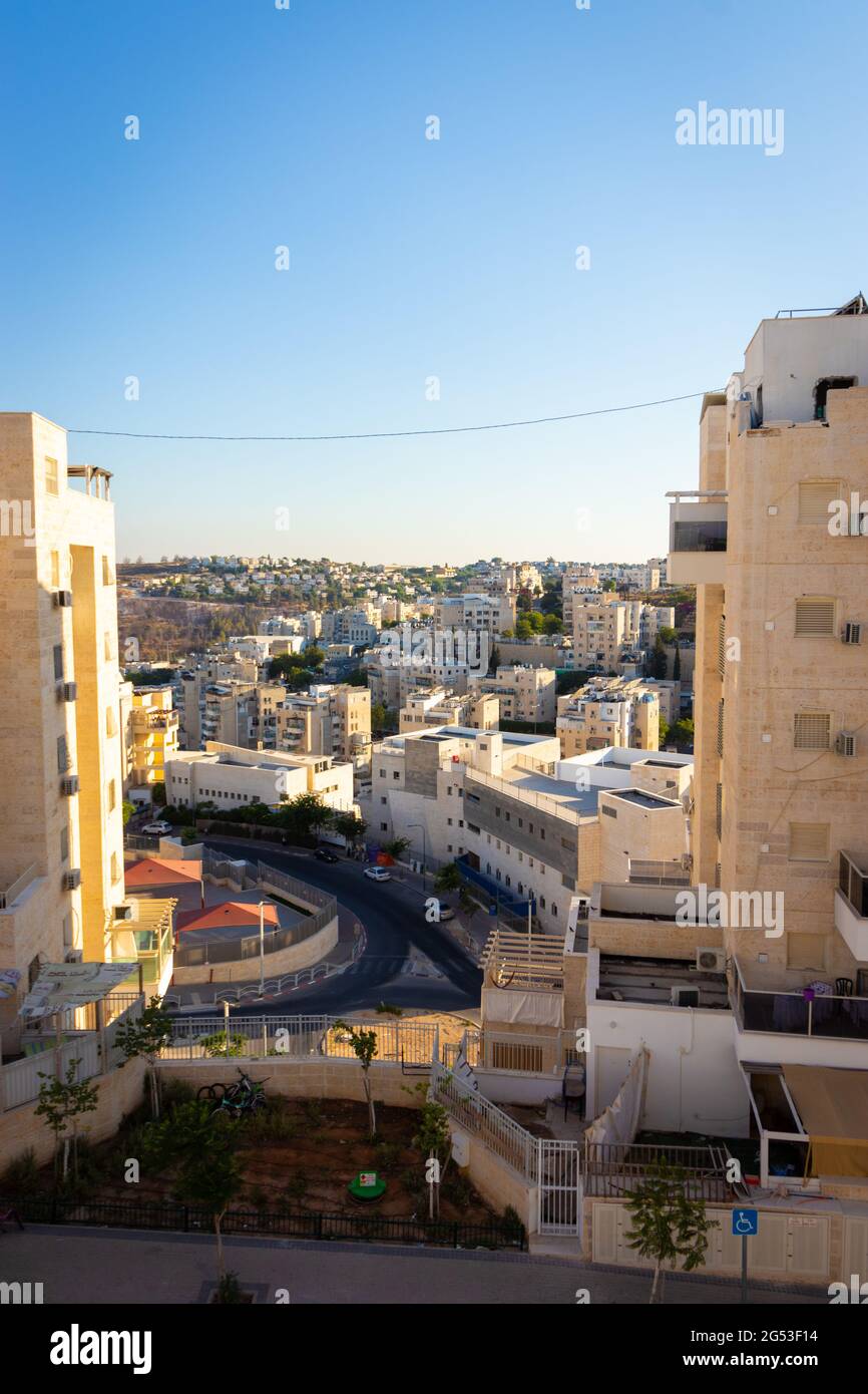 24-06-2021. modiin ilit- israel. Top view of the buildings on the streets of Kiryat Sefer Stock Photo