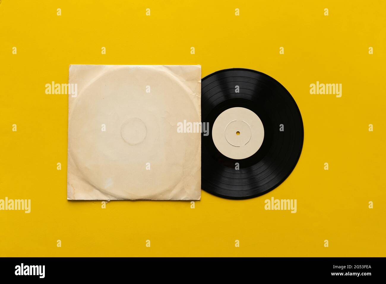 Download The Mockup Template With The New Vinyl Disc On Color Surface Music Album Cover Design Stock Photo Alamy
