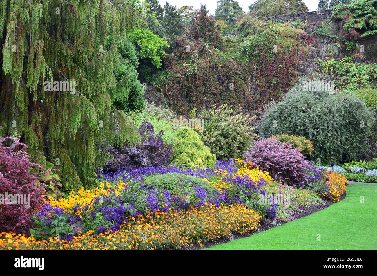 Scenic view of gardens in Queen Elizabeth Park Vancouver Stock Photo