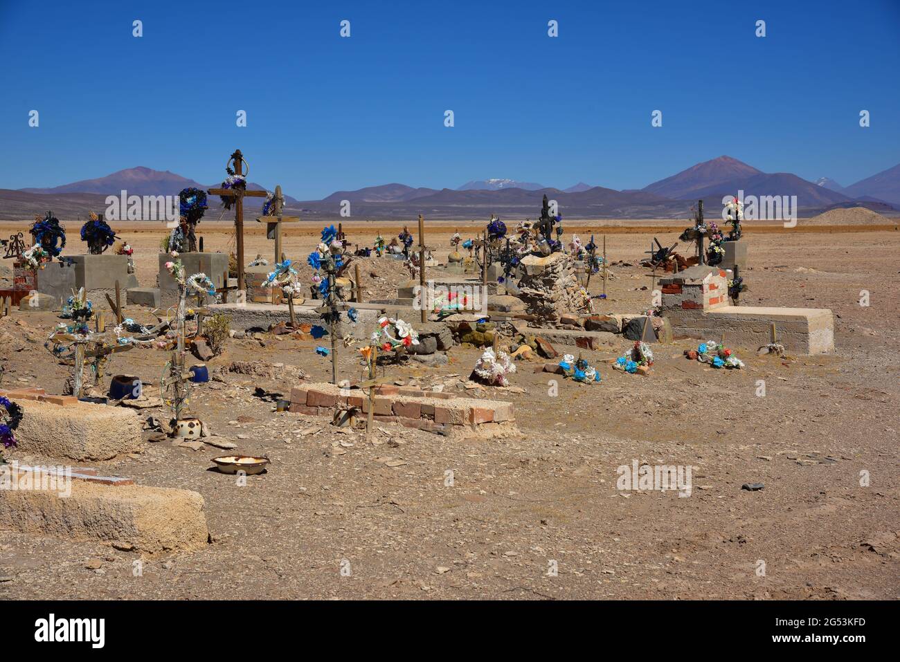 Cemetery Andes Mountains Stock Photo Alamy