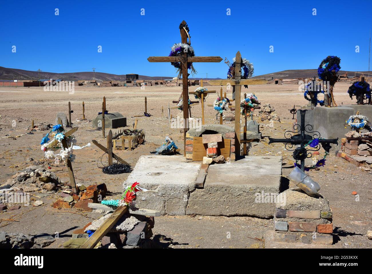 Cemetery Andes Mountains Stock Photo Alamy