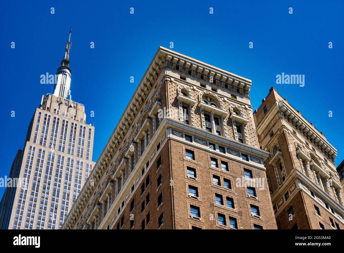 Herald Towers (formerly Hotel McAlpin) and Empire State Building, Broadway and 34th Street, NYC Stock Photo