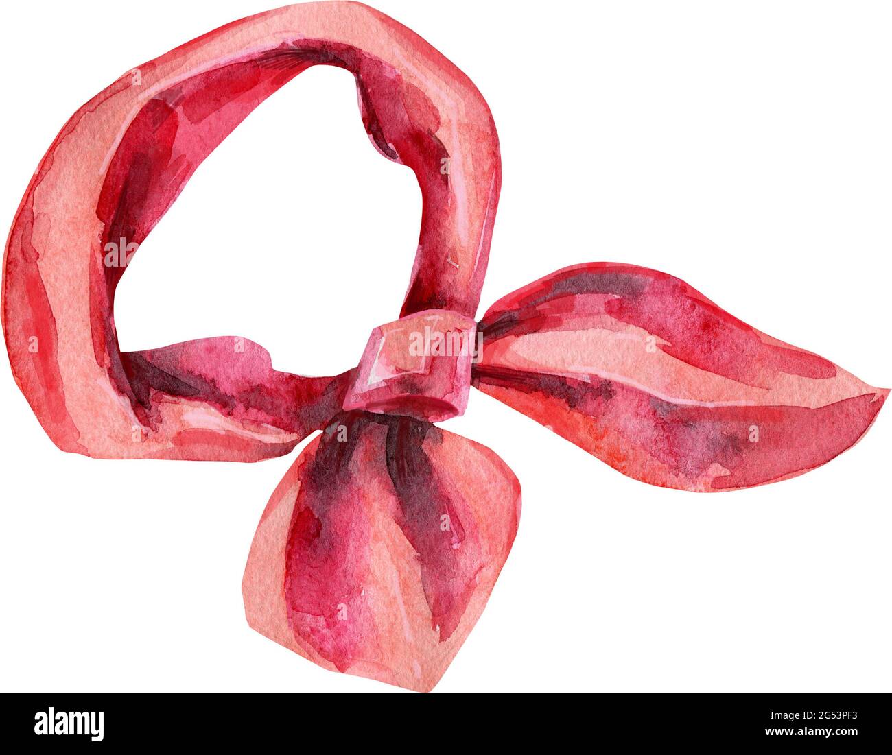 Watercolor illustration of knotted bright red solid neck scarf. One single  object, front view. Hand painted watercolour graphic sketchy drawing, cutou  Stock Photo - Alamy