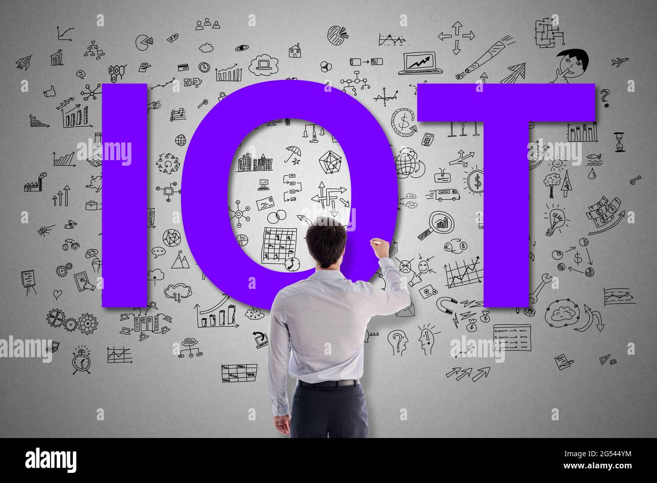 Iot concept drawn by a businessman Stock Photo