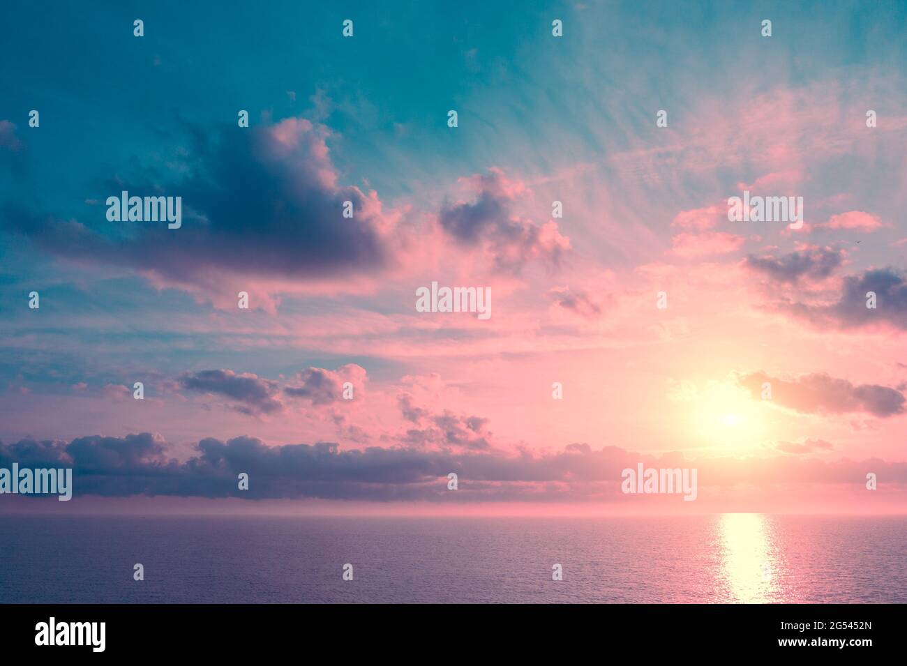 Seascape in the evening. Sunset over the sea with beautiful sky Stock ...