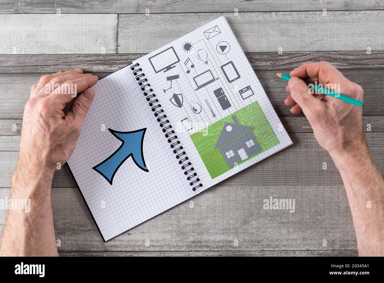 Home automation concept drawn on a notepad Stock Photo