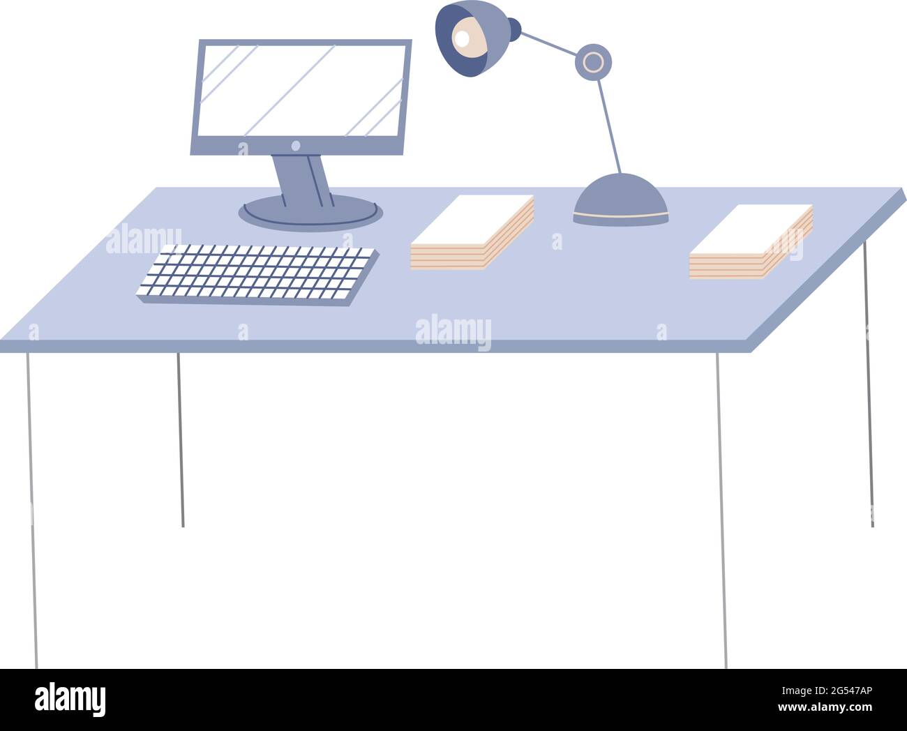 Office desk on white background Stock Vector Image & Art - Alamy