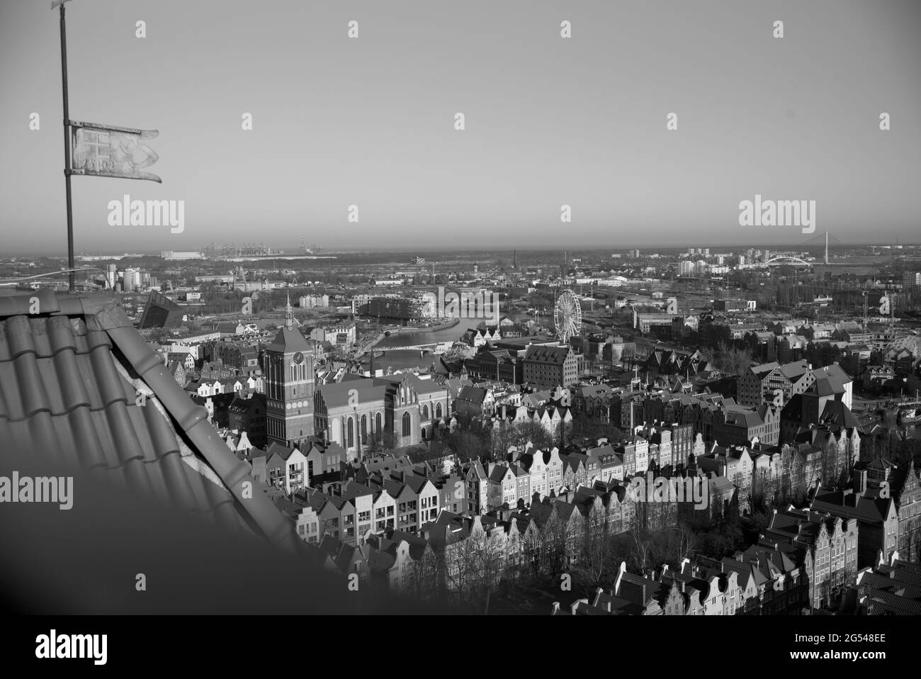view of Gdansk rooftops, as seen from Basilica of St. Mary's observation deck, Gdansk, Poland Stock Photo