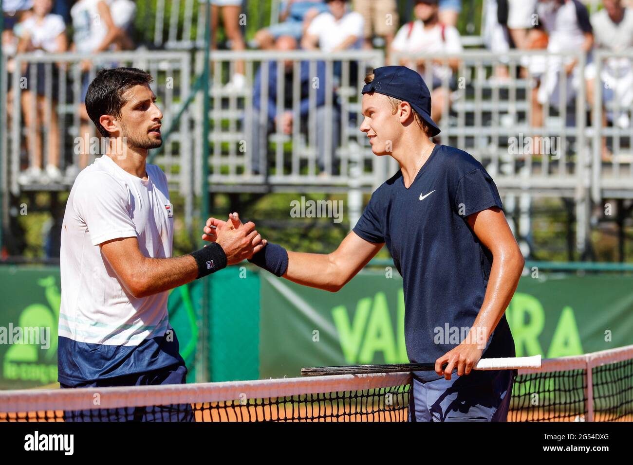 Milan Italy 25th June 2021 The Danish Tennis Player Holger Rune And The Argentine Tennis Player Pedro Cachin During Atp Challenger Milano 2021 Tennis Internationals In Milan Italy June 25 2021 Credit