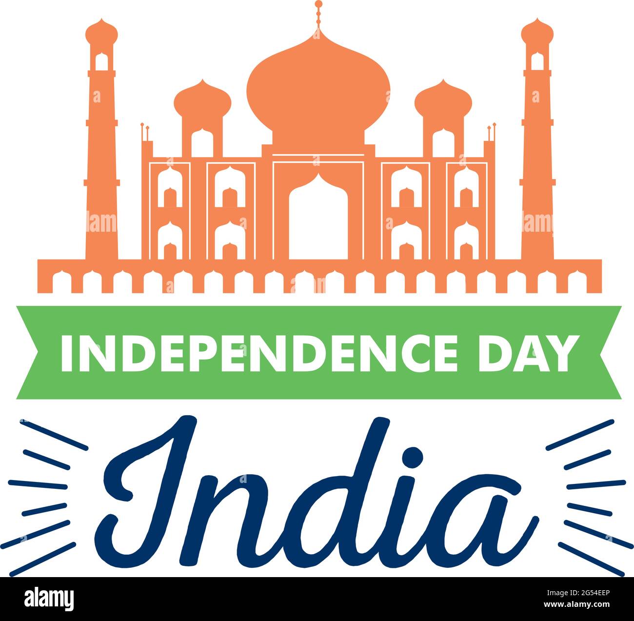India independence day with Taj Mahal on white background Stock Vector ...