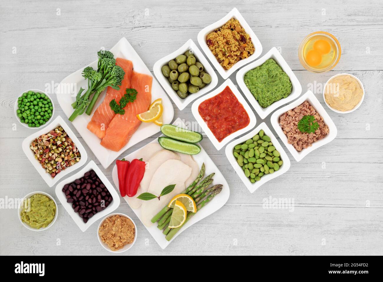 Low glycemic health food for diabetics for a healthy lifestyle with foods below 55 on the GI scale. Stock Photo