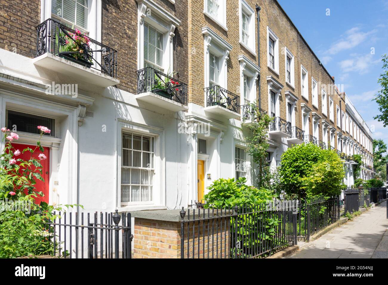 Terraced houses, Arlington Road, Camden Town, London Borough of Camden, Greater London, England, United Kingdom Stock Photo
