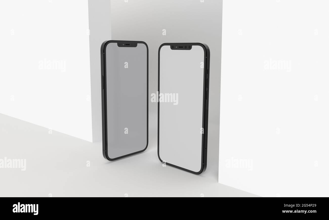 3d render illustration generic phone mock up in a white design high key ...