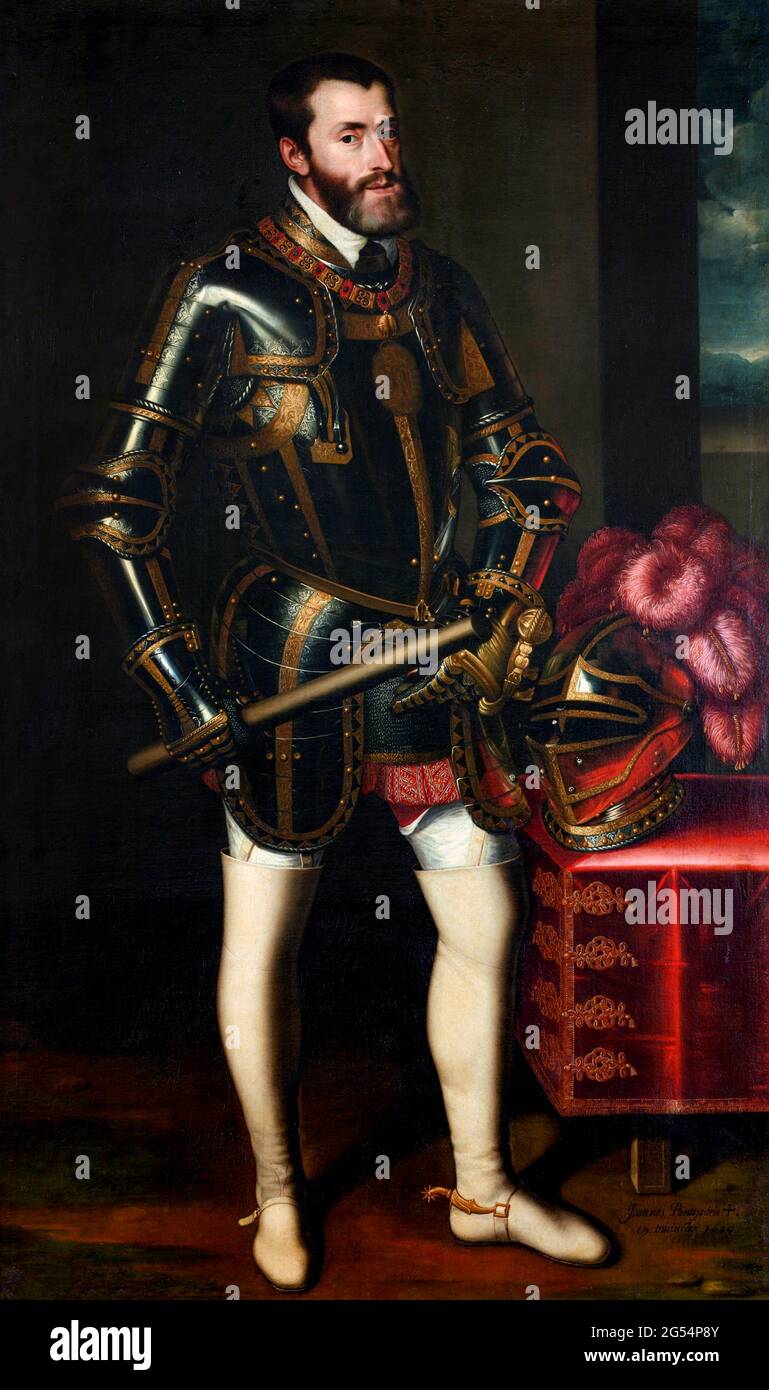 Emperor Charles V (1500-1558) by Juan Pantoja de la Cruz, oil on canvas, 1605 Stock Photo
