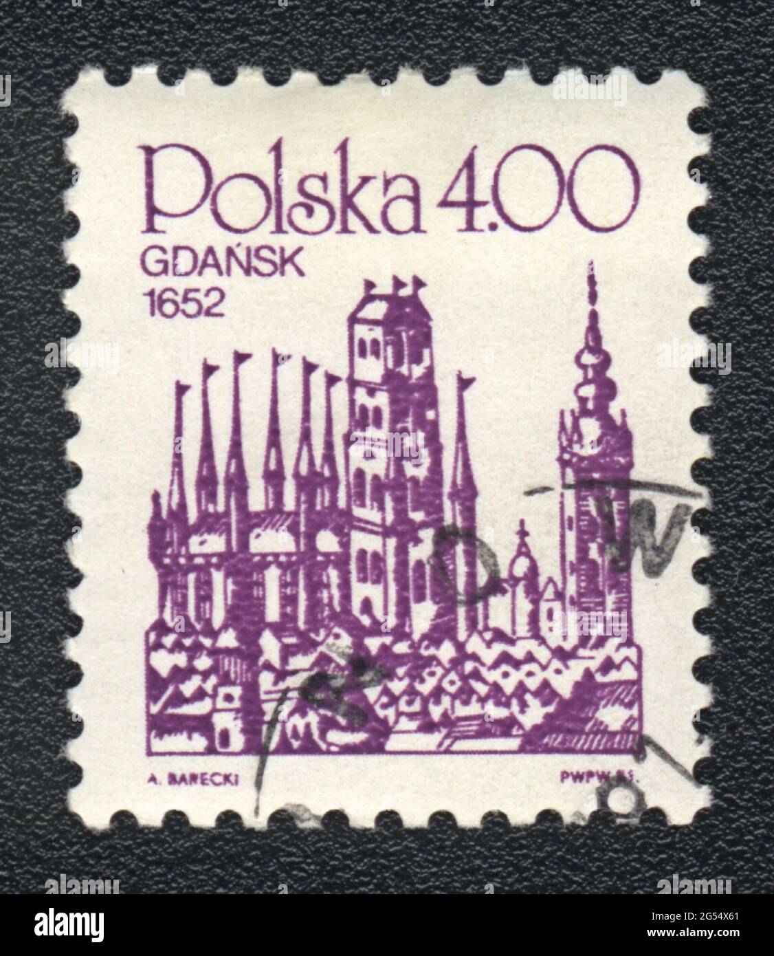 A stamp printed in Poland shows Gdansk 1652, Poland circa 1982 Stock Photo