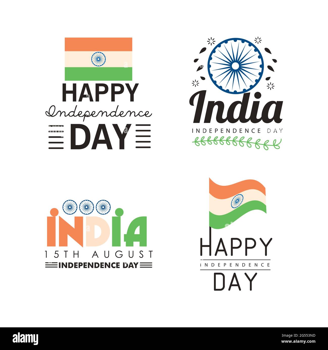 Happy india independence day banners icon set Stock Vector Image & Art ...